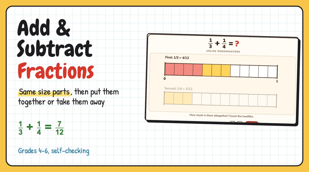 Adding and Subtracting Fractions with Fraction Bars: Add & Subtract Fractions