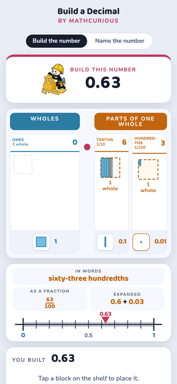 Build a Decimal on a phone screen