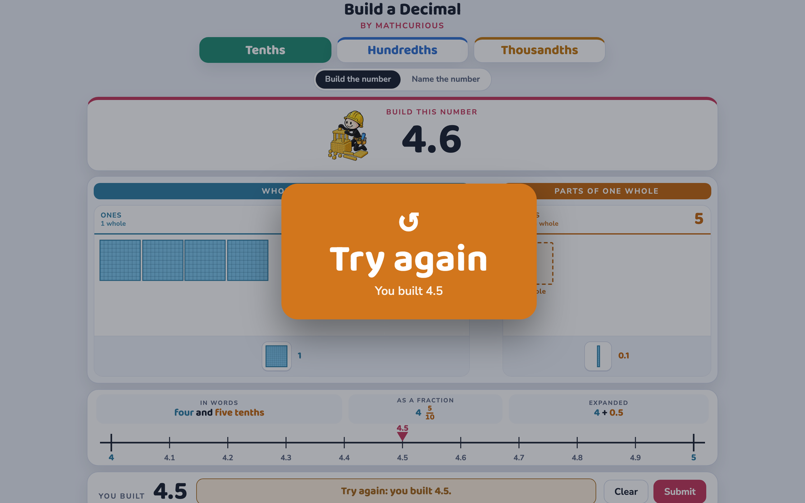 Try again: the target was 4.6 but the blocks show 4.5