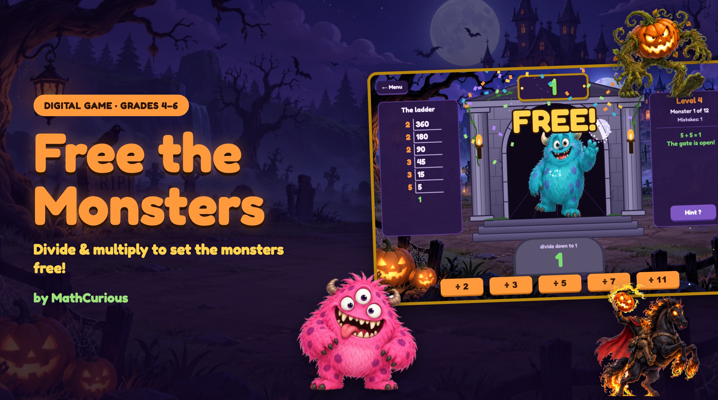 Multiplication, Division, Factorization Game - Free the Monsters