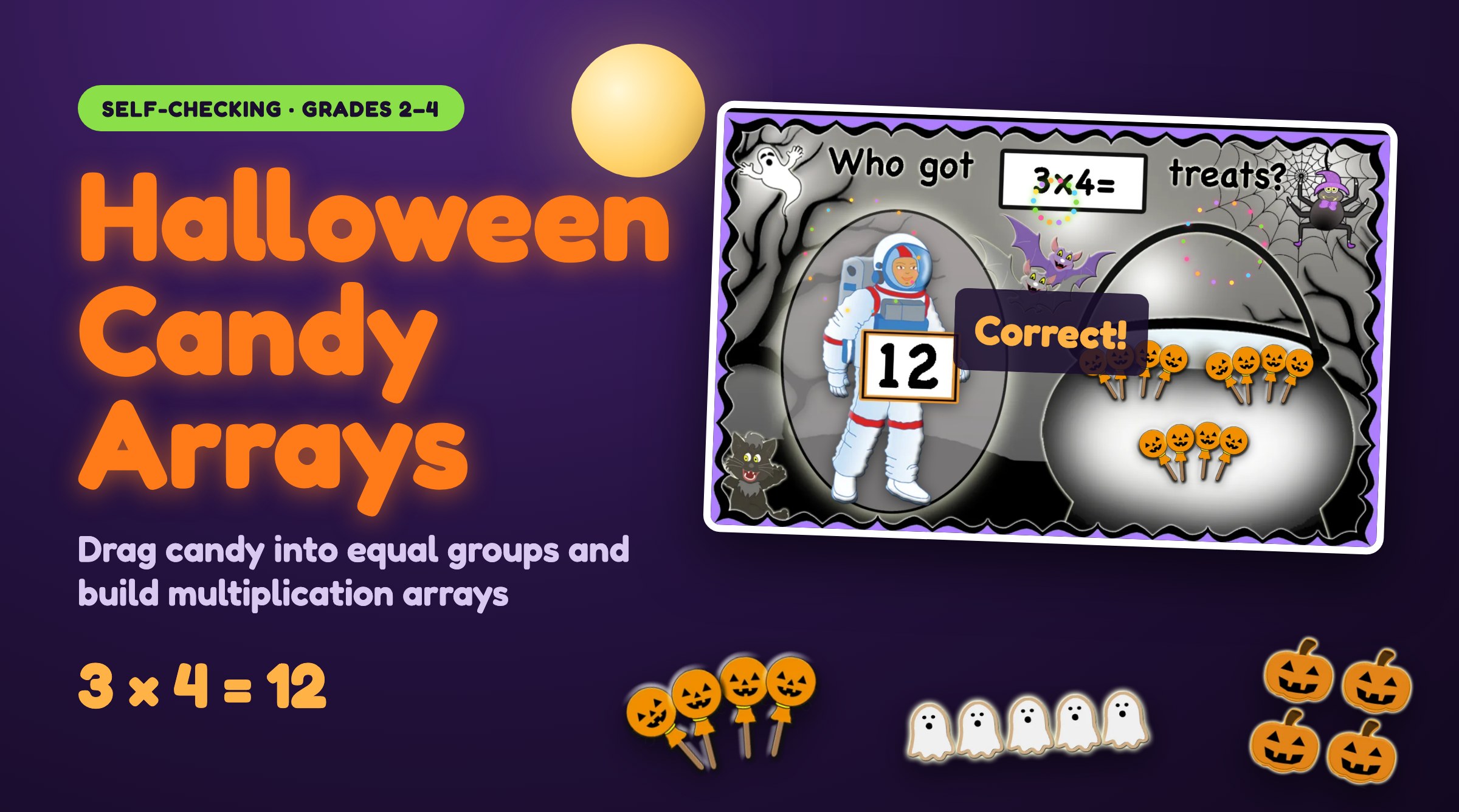 Halloween Multiplication Arrays: Self-Checking Candy Arrays for Grades 2-4