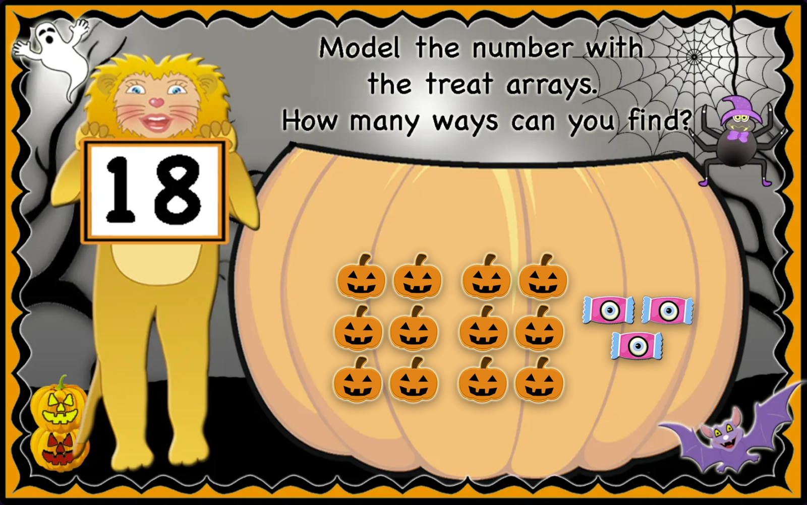 Model 18 with pumpkins and eyeball candies mixed together: not an array