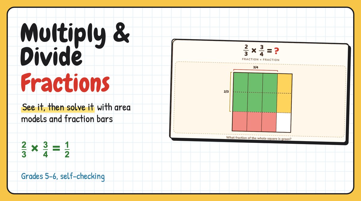 Multiplying and Dividing Fractions with Area Models and Fraction Bars: Multiply & Divide Fractions
