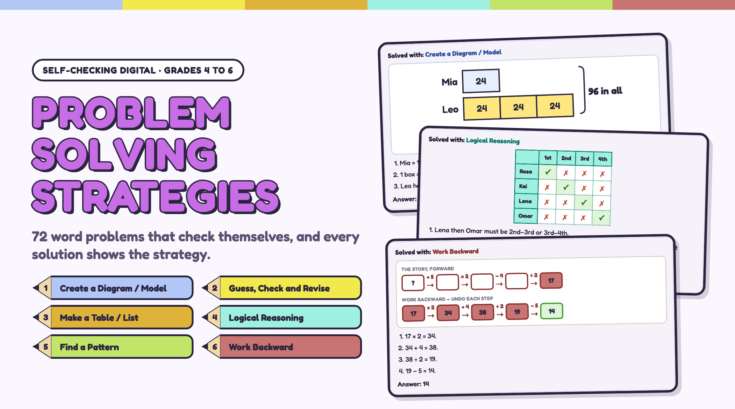 Problem Solving Strategies: 72 Self-Checking Word Problems