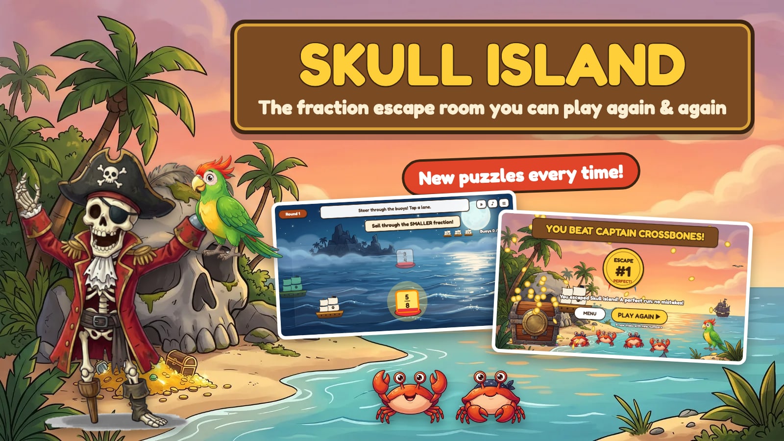 Skull Island: A Fraction Escape Room set You Can Play Again and Again